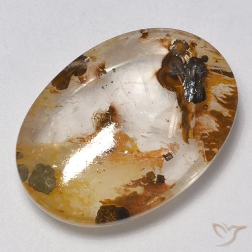 21.00ct Natürlicher Mehrfarbig Quarz mit Markasit, Oval, Transparent