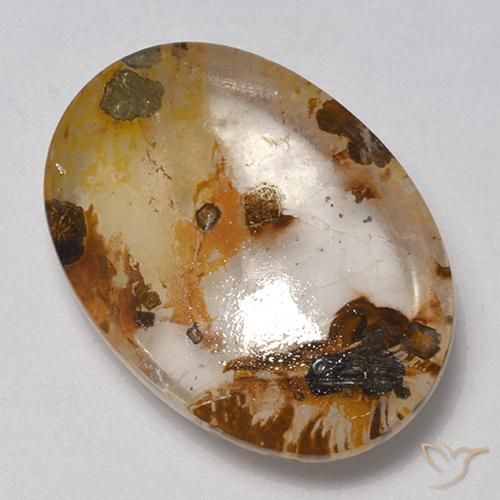 9,17 ctw natürlicher Mehrfarbig Quarz mit Markasit, Oval, Transparent