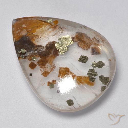 25.26ct Natürlicher Mehrfarbig Quarz mit Markasit, Birnenform, Transparent