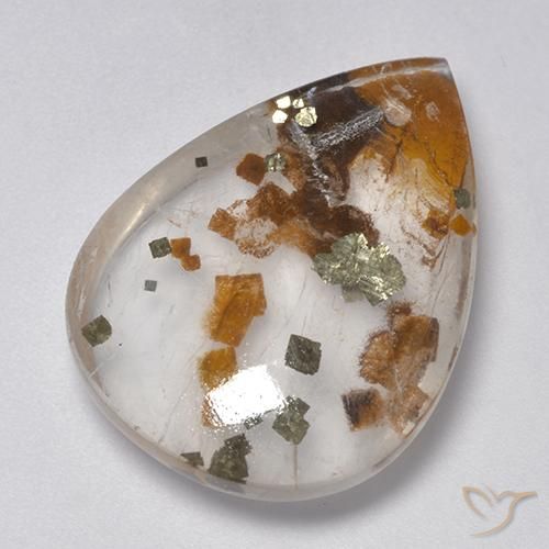 9,17 ctw natürlicher Mehrfarbig Quarz mit Markasit, Birnenform, Transparent