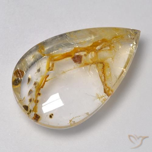 21.80ct Natürlicher Mehrfarbig Quarz mit Markasit, Birnenform, Transparent