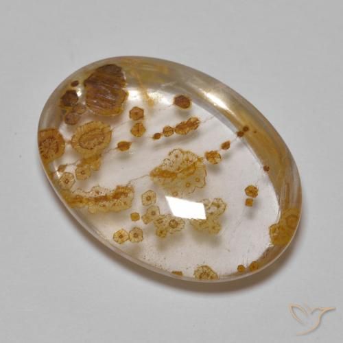 23.29ct Natürlicher Mehrfarbig Quarz mit Markasit, Oval, Transparent
