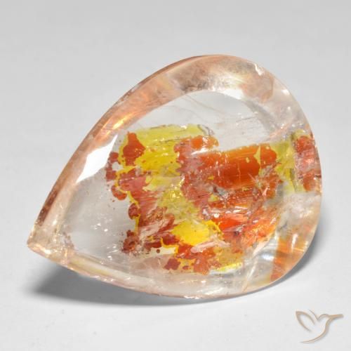 37.46ct Natürlicher Mehrfarbig Quarz mit Markasit, Birnenform, Transparent