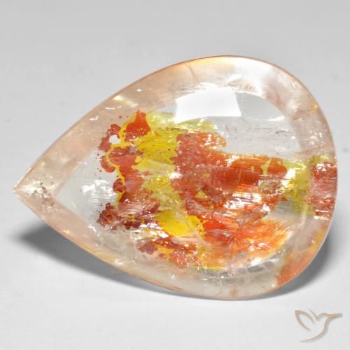 9,17 ctw natürlicher Mehrfarbig Quarz mit Markasit, Birnenform, Transparent
