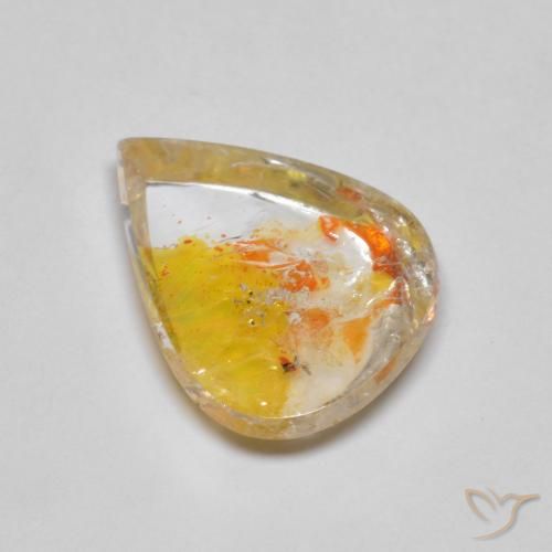 4.45ct Natürlicher Mehrfarbig Quarz mit Markasit, Birnenform, Transparent