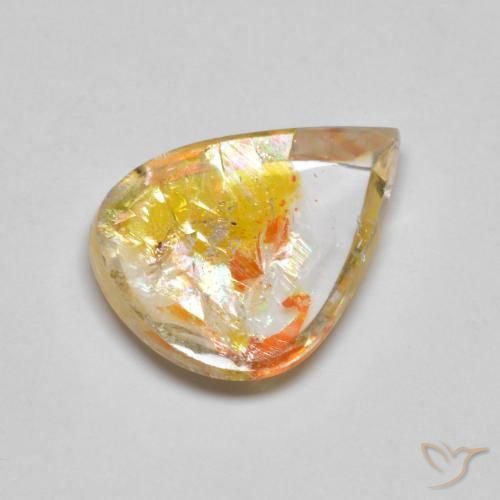 9,17 ctw natürlicher Mehrfarbig Quarz mit Markasit, Birnenform, Transparent