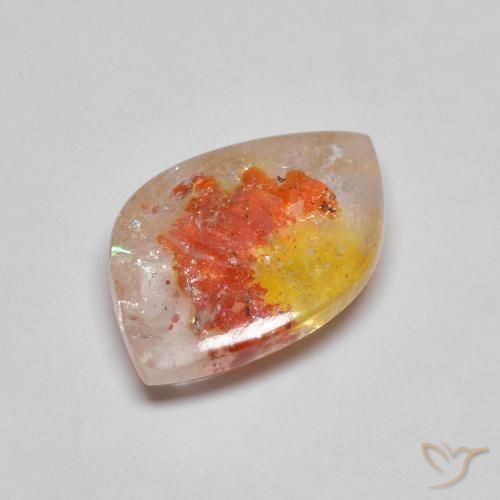 5,96 ctw natürlicher mehrfarbiger Quarz mit Markasit, Fantasieschliff, Transparent