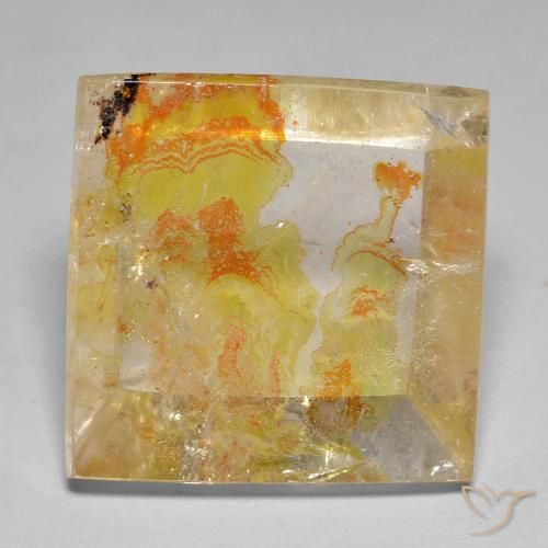 21.57ct Natürlicher gold-gelb Quarz mit Markasit, Quadrat, Transparent