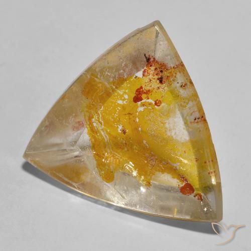 27.02ct Natürlicher gold-gelb Quarz mit Markasit, Trillion, Transparent