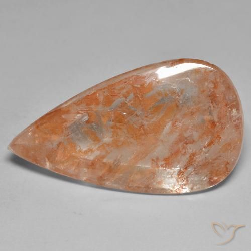 26.01ct Natürlicher rötlich-orange Quarz mit Markasit, Birnenform, Transparent