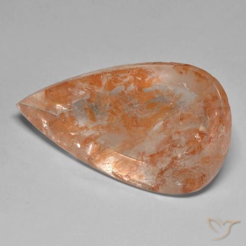 9,17 ctw natürlicher rötlich-orange Quarz mit Markasit, Birnenform, Transparent