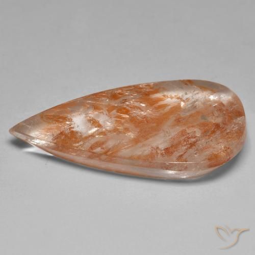 9,17 ctw natürlicher rötlich-orange Quarz mit Markasit, Birnenform, Transparent