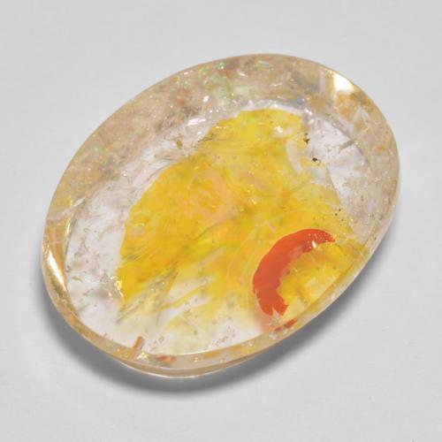 22,71 ctw natürlicher goldener Quarz mit Markasit, Oval Schliff, Transparent