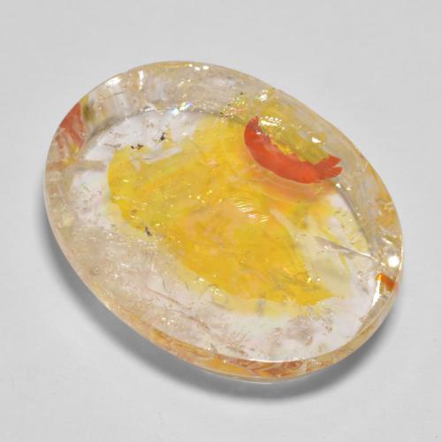 22,71 ctw natürlicher goldener Quarz mit Markasit, Oval Schliff, Transparent