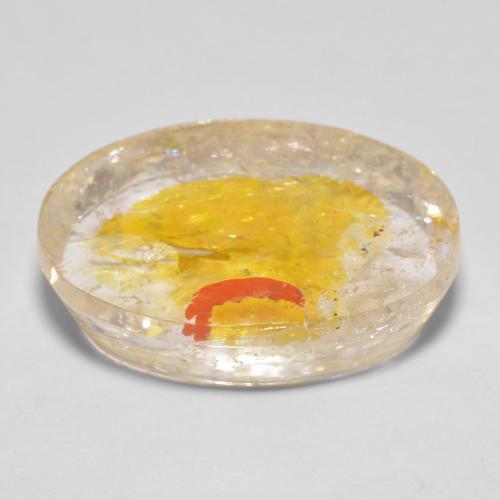 22,71 ctw natürlicher goldener Quarz mit Markasit, Oval Schliff, Transparent