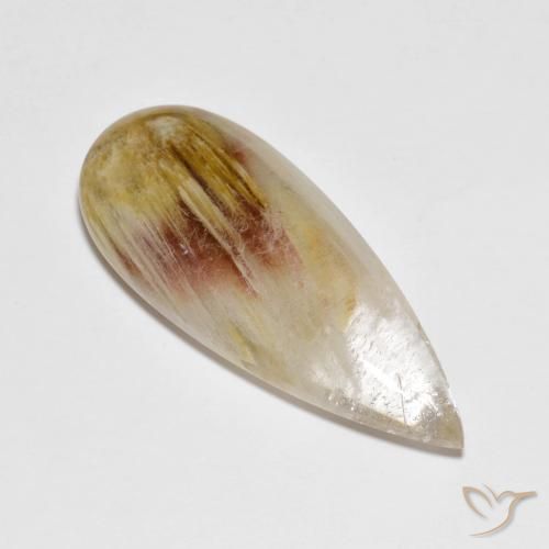 21.71ct Natürlicher Mehrfarbig Quarz mit Markasit, Birnenform, Transparent