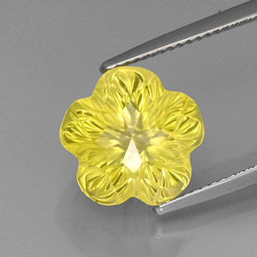 7,86 ctw natürlicher gelber Quarz, Blumenschliff, Transparent