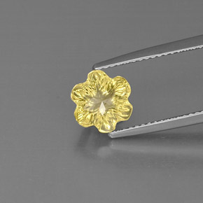2,19 ctw natürlicher gelber Quarz, Blumenschliff, Transparent