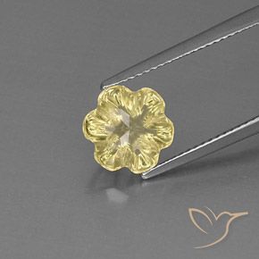 2.60ct Natürlicher Blasses Gelb Quarz, Blumen-Schliff, Transparent