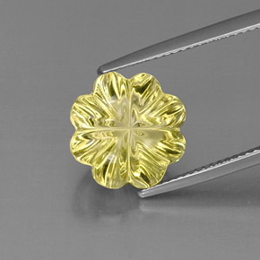7,42 ctw natürlicher gelber Quarz, Blumenschliff, Transparent