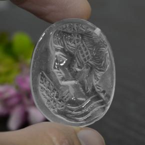 33,01 ctw natürlicher weißer Quarz, Fantasieschliff, Transparent