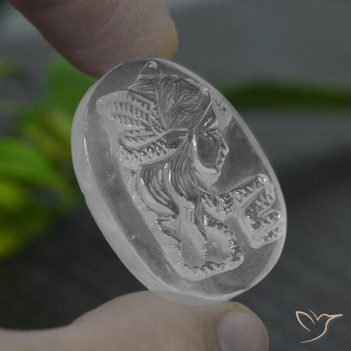 39,50 ctw natürlicher weißer Quarz, Fantasieschliff, Transparent