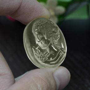 9,17 ctw natürlicher hellgelb Quarz, Oval Schliff, Transparent