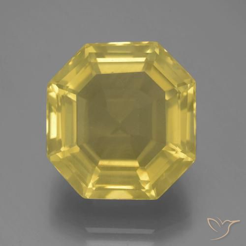 13.51ct Natürlicher hellgelb Quarz, Smaragdschliff, VVS-VS
