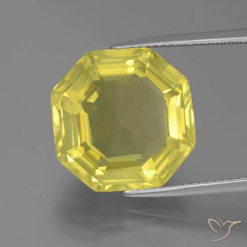 14.90ct Natürlicher Mittelhelles Gelb Quarz, Smaragdschliff, VVS-VS