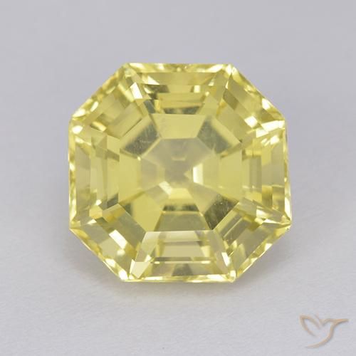 6.06ct Natürlicher hellgelb Quarz, Smaragdschliff, VS