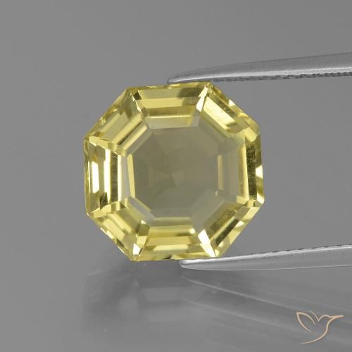 6.03ct Natürlicher hellgelb Quarz, Smaragdschliff, VS