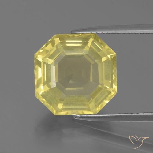 7.26ct Natürlicher hellgelb Quarz, Smaragdschliff, VS