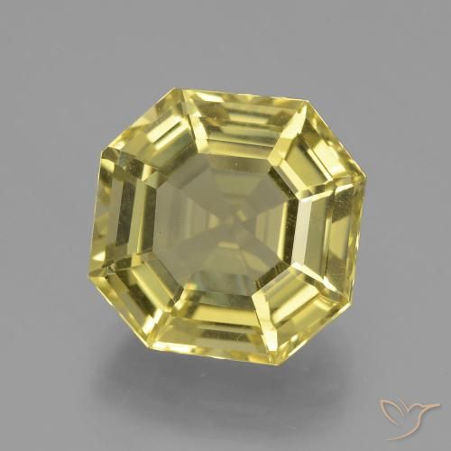 9.24ct Natürlicher Mittelhelles Gelb Quarz, Smaragdschliff, VVS-VS