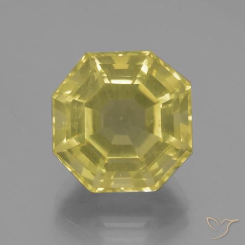 9.13ct Natürlicher Blasses Gelb Quarz, Smaragdschliff, VVS-VS