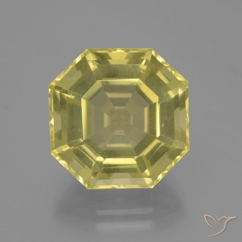 12.01ct Natürlicher Helles Ananasgelb Quarz, Smaragdschliff, VVS