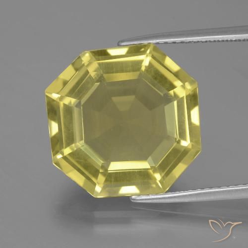 11.80ct Natürlicher Helles Ananasgelb Quarz, Smaragdschliff, VVS-VS