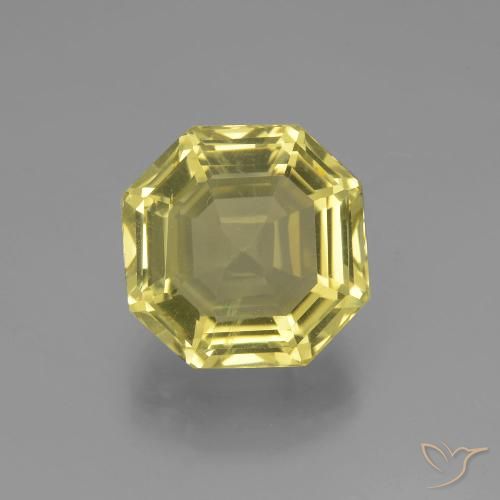 8.16ct Natürlicher hellgelb Quarz, Smaragdschliff, VVS