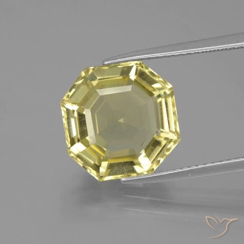 6.81ct Natürlicher hellgelb Quarz, Smaragdschliff, VVS-VS
