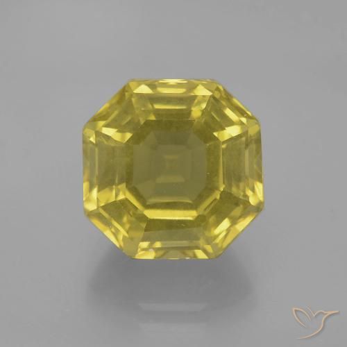 7.58ct Natürlicher Mittelgelb Quarz, Smaragdschliff, VS