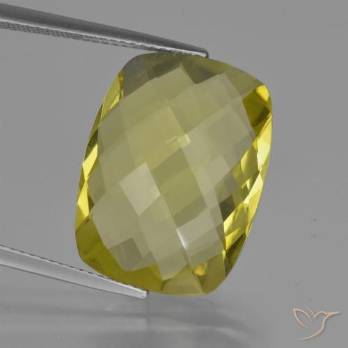 15.22ct Natürlicher hellgelb Quarz, Kissen, VVS