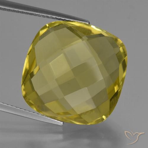 26.11ct Natürlicher Mittelhelles Gelb Quarz, Kissen, VVS-VS