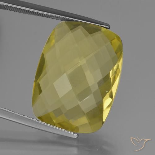 14.69ct Natürlicher hellgelb Quarz, Kissen, VVS