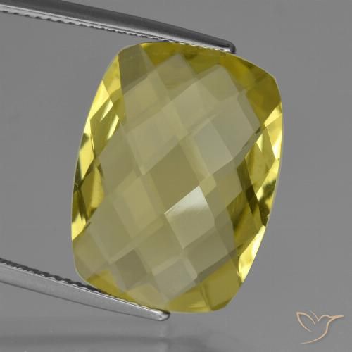 15.08ct Natürlicher Mittelhelles Gelb Quarz, Kissen, VVS