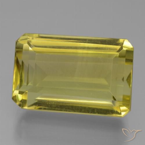 15.59ct Natürlicher Mittelhelles Gelb Quarz, Smaragdschliff, VVS-VS