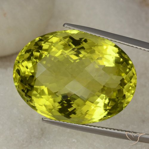 39.34ct Natürlicher grünlich-gelb Quarz, Oval, VVS