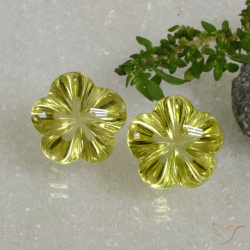 18.82ctw Natürlicher Mittelgelb Quarz, Blumen-Schliff, Transparent
