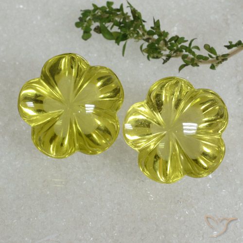 64.06ctw Natürlicher Zitronengelb Quarz, Blumen-Schliff, Transparent