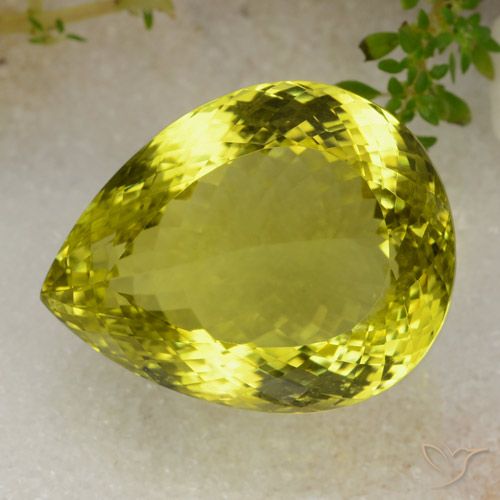 87.25ct Natürlicher Lebhaftes Gelb Quarz, Birnenform, VVS, Photo A