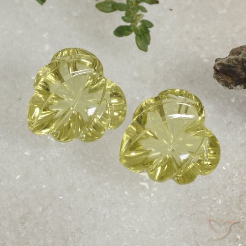 13.98 ct natürliche grünlich-gelb Quarz-Edelsteine, Blumen-Schliff, Transparent