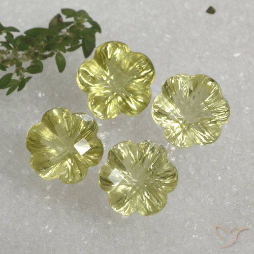 14.29ctw Natürlicher grünlich-gelb Quarz, Blumen-Schliff, Transparent